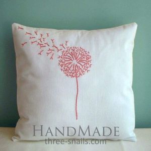 Cute pillow case "Embroidered dandelion"