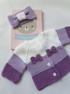 Baby girl purple knitted set