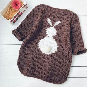 Girls knitted sweater "Cute Bunny"