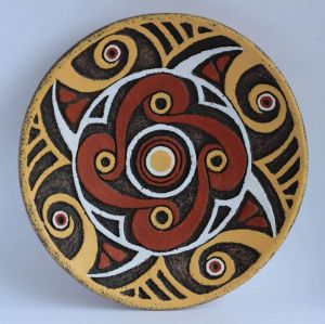 Decorative ceramic plate "Trypillian flower"