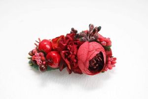 Decorative hair clips "Red flowers"