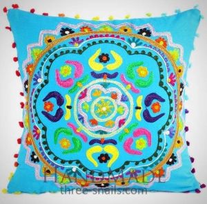 Decorative pillow cover with embroidery