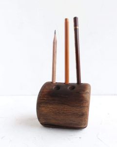 Decorative rustic pen holder brown