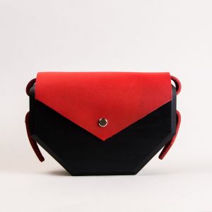 Red and black clutch bag