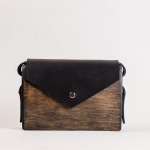 Wood and leather shoulder bag  