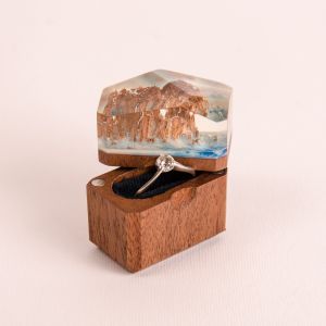 Oak wood resin ring box