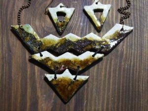 Eco jewelry set (clay necklace and earrings) "Snow-capped peaks"