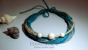 Eco jute necklace "Sea stones"