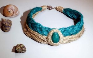 Eco jute necklace "Turquoise"