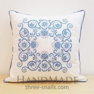 Embroidered blue pillowcase