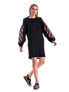 Embroidered boho dress "Red and black jam" 