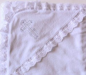 Embroidered terry christening towel