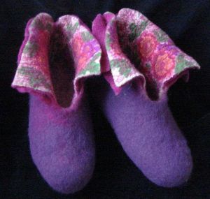 Felted wool slippers "Blooming garden"