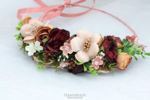 Floral halo for girls "Burgundy chic"