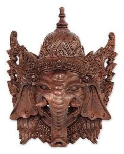 Ganesha Hindu Deity wooden mask