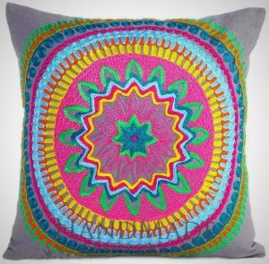 Gray pillow case with geometric pattern