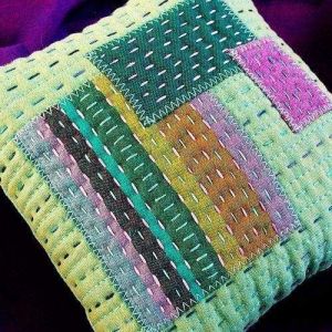 Green patchwork pillowcase