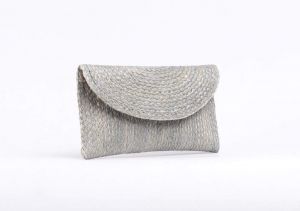 Grey sisal mini clutch bag