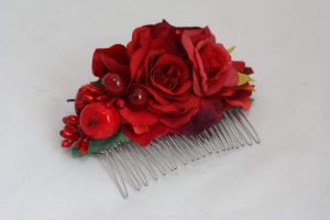 Hair flower accessories. Hair comb "Strawberry taste"