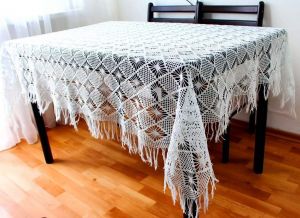 Hand crocheted tablecloth "Winter Dream"
