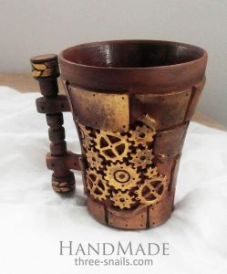 Handcrafted ceramic mugs "Ancient machine" 