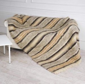 Brown Striped Wool Throw Heavy Blanket Chunky Yarn Sofa Couch Bed Cover Winter Warm Woven Quilt 