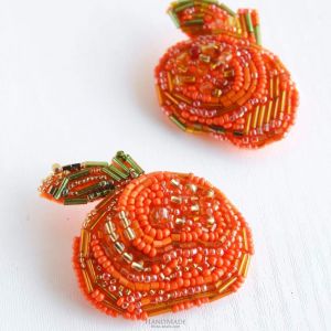 Handmade brooch - mandarin orange. Set of 2 pcs