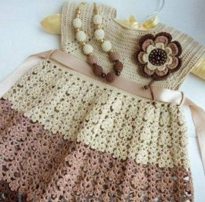 Handmade crocheted dress "Coffee miracle"