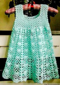 Handmade crocheted dress "Cool mint"