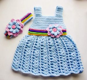 Handmade crocheted dress with a bandage "Floret"
