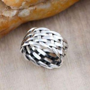 Handmade wide silver ring