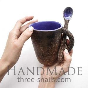 Handmodeling ceramic cup "Evening"