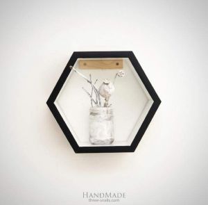 Hexagon wooden shelf "White&black"