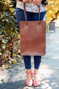 Tall leather tote