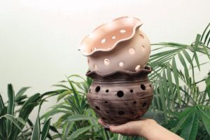 Orchids ceramic pot