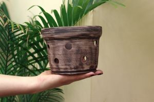 Wheel Thrown Pot for Orchids With Holes