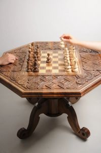 Large hand carved chess set