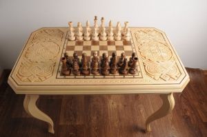 Carved chess table