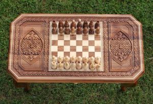 Walnut wooden chess board set