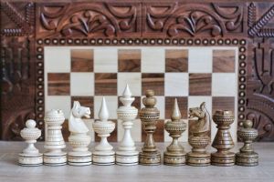 Elegant wood carving chess pieces