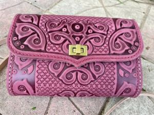 Purple leather belt bag belt purse