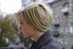 Knit winter headband "Olive elegance"