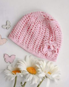 Knitted hats for babies "Pink dream"