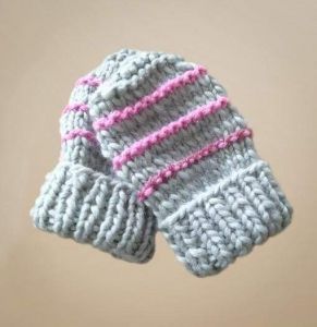 Knitted mittens for baby "Happy snowflakes"