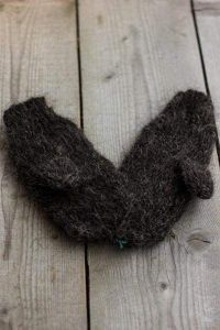 Knitted wool mittens "Teddy Bear"