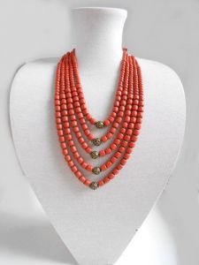 5 rows clay bead necklace