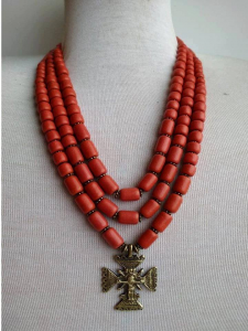 Red necklace with cross