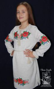 Linen flower girl dress "Summer blooms"