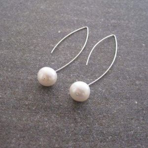 Modern white pearl earrings