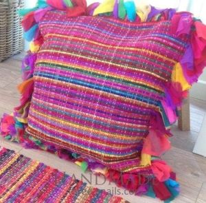 Multicolored rug pillow cover
